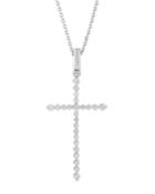 18k White Gold Diamond-bezel Cross Necklace