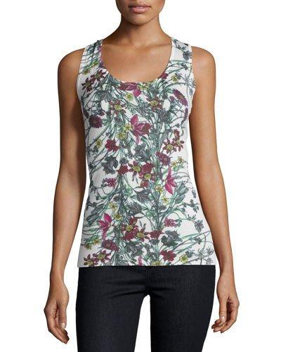 Superfine Floral-print Cashmere Tank