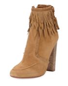 Fringed Suede Ankle Boots