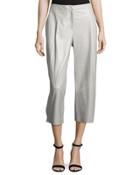 Cropped Leather Wide-leg Pants, Opal