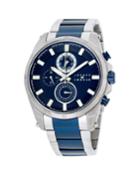 Men's 46mm Chronograph Watch W/ Bracelet, Blue/steel