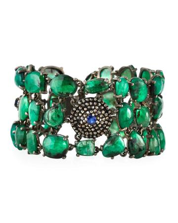 3-row Emerald Bracelet With Diamonds And