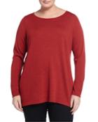 Eileen Fisher Plus Boat-neck Uneven-hem Tunic, Tomato (red), Women's,