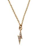Pave Crystal Lightning Bolt Pendant Necklace, Gold