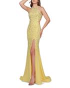 Ombre Beaded Halter Gown With Thigh-slit