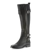 Anna Gore Tall Leather Boot, Black
