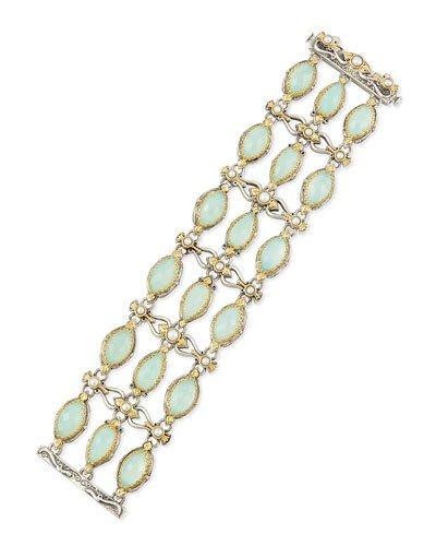 Sea Blue Agate & Pearl Bracelet