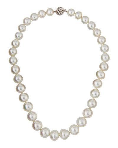 14k Graduated White Button South Sea Pearl Necklace