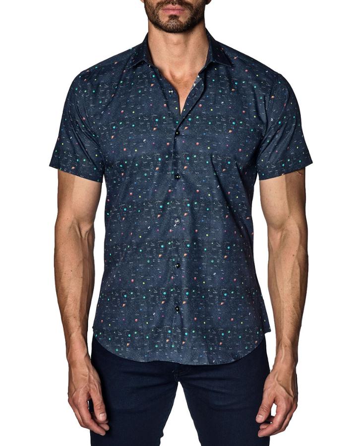 Men's Semi-fitted Constellation-print Short-sleeve