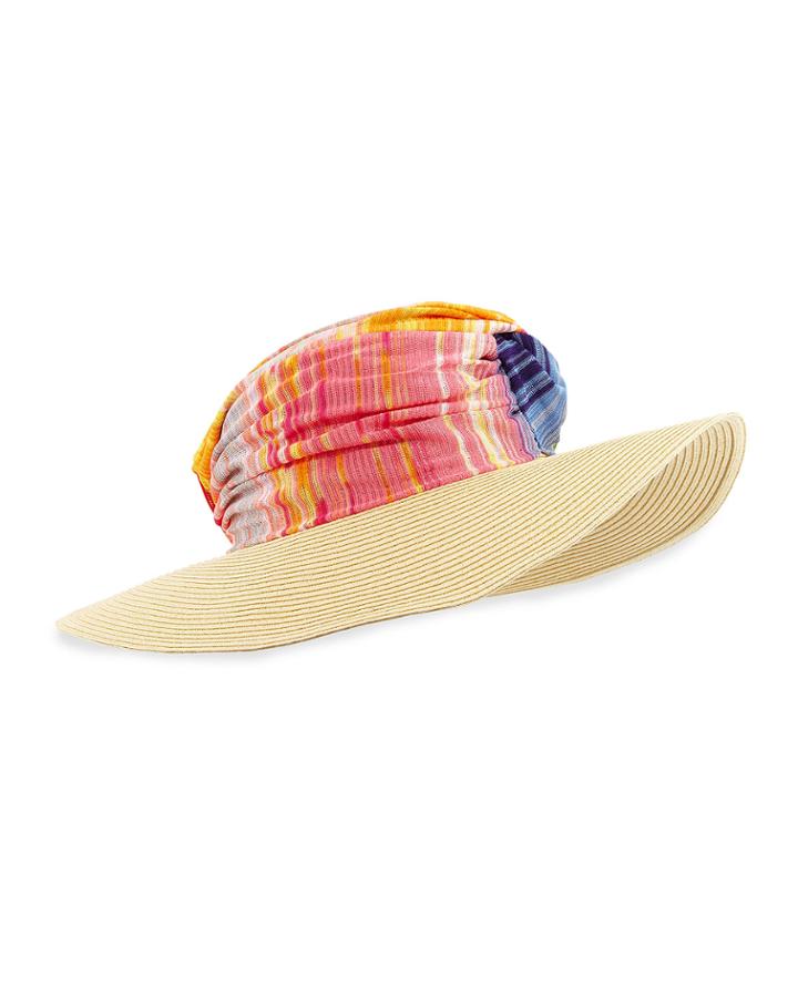 Missoni Striped Wide-brim Hat, Red/multi, Women's, Size: Medium, Red
