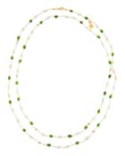 Long Rice Pearl & Chrome Diopside Necklace