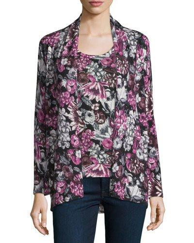 Floral Orlag Open Cashmere Cardigan