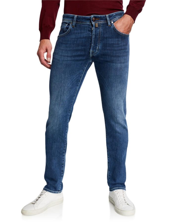 Men's Medium-wash Slim Stretch-denim Jeans