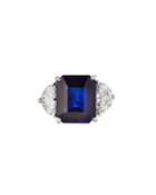 Synthetic Sapphire & Half-moon Ring, Blue,