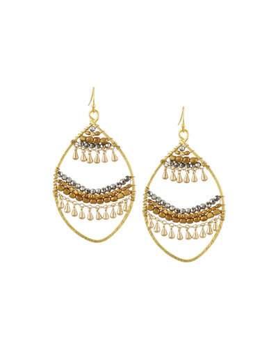 Open Fringe-layer Marquise Drop Earrings