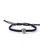 Men's Woven Cord Bracelet W/ Pav&eacute; Rose Golden Bead