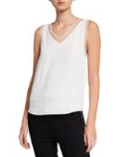 Mesh-trim Layered V-neck Tank