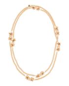 Extra-long Matte-beaded Floral Station Necklace, Pink