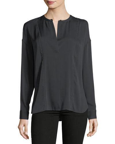 Silk-blend Long-sleeve Blouse