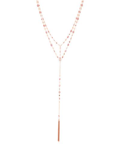 Crystal Y-drop Tassel Necklace, Blush