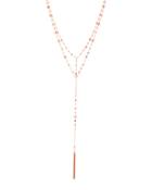 Crystal Y-drop Tassel Necklace, Blush