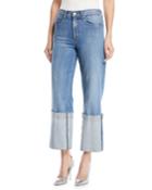 Wide-leg Cuffed Ankle Jeans