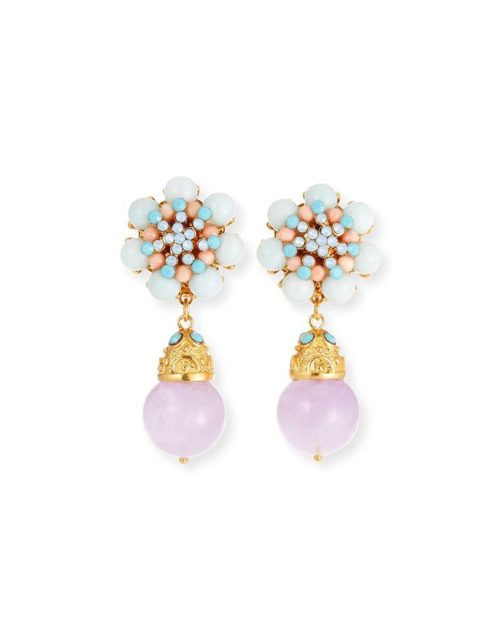 Multi-pastel Drop Clip-on Earrings