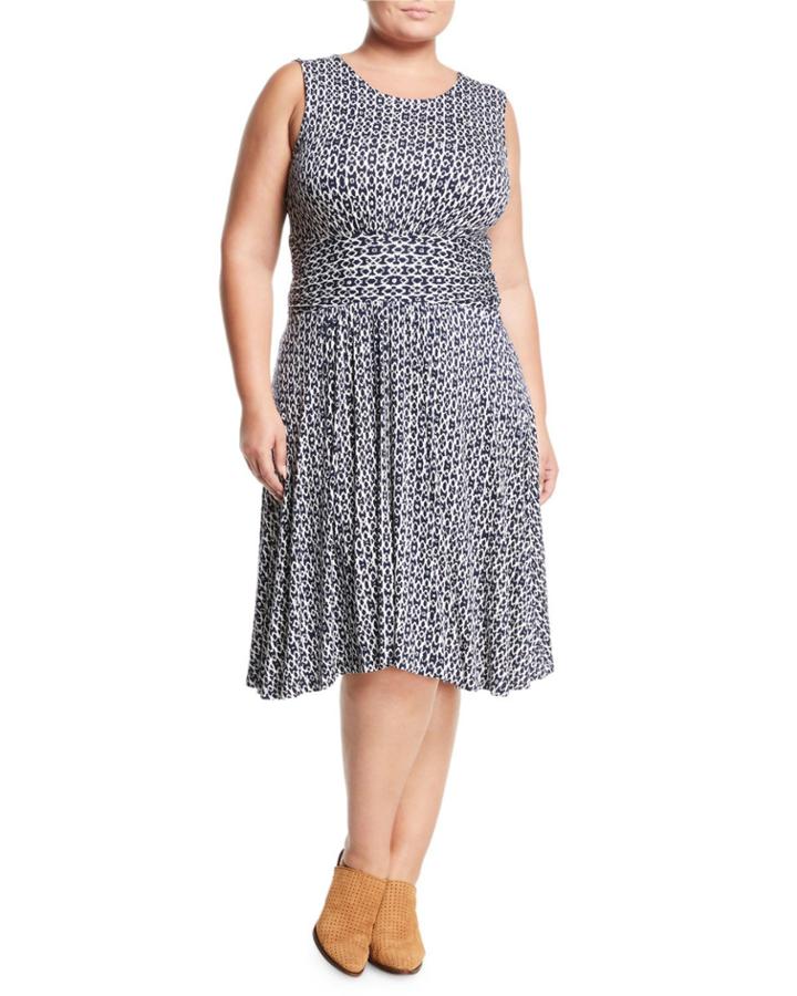 Printed V-neck Fit & Flare Dress,