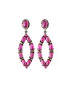 Open Glass-ruby Marquise & Diamond Earrings