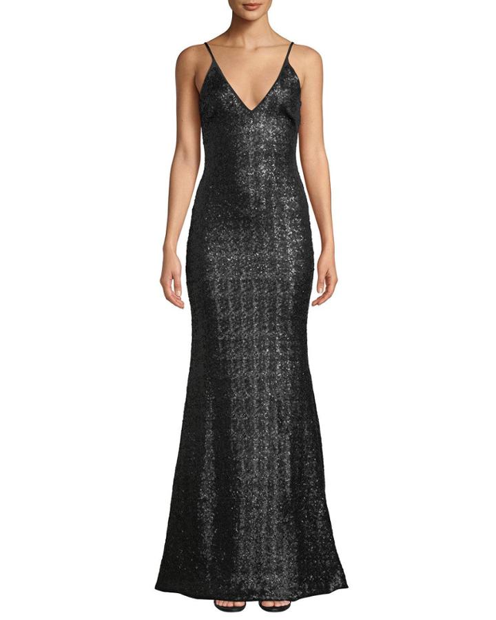 Vanessa V-neck Sequin Trumpet Gown