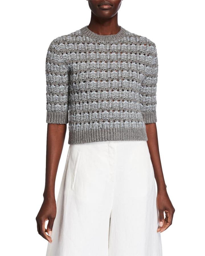 Wool Cropped 3/4-sleeve