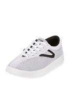 Knit Low-top Mesh Sneaker, White/black