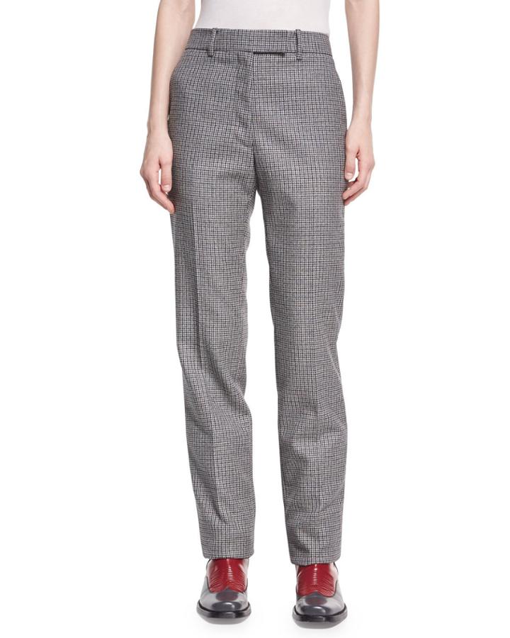 Check Virgin Wool Straight-leg Pants