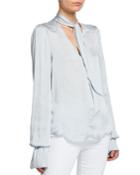 Martina Tie-neck Long-sleeve Blouse