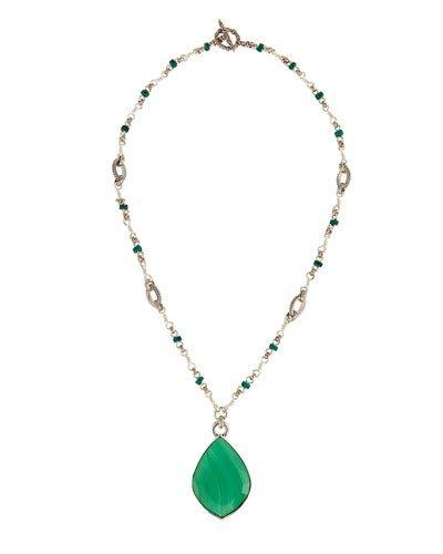 Green Agate & Malachite Pendant Necklace