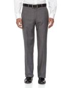 Classic-fit Flat-front Wool Sharkskin Pants, Gray