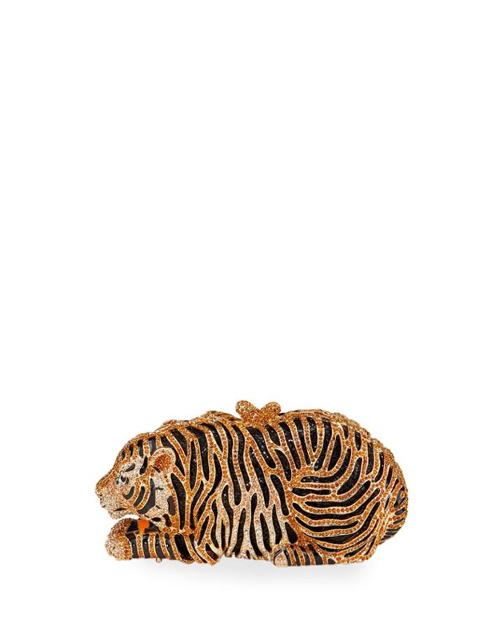 Crystal Beaded Tiger Clutch Bag