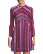Mock-neck Mosaic-print