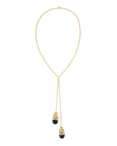 Double-pendant Y-drop Necklace, Golden