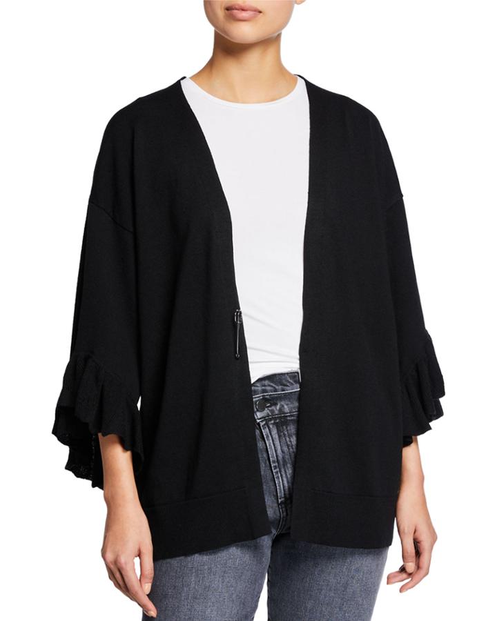 Tiered Bell-sleeve Open Cardigan