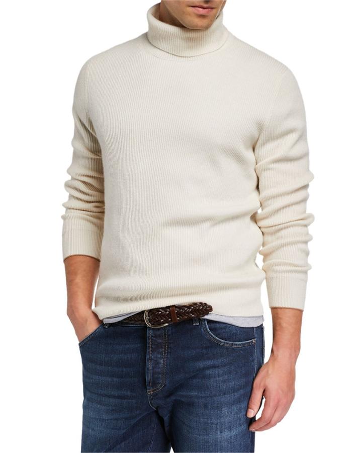 Men's Solid Cashmere Turtleneck