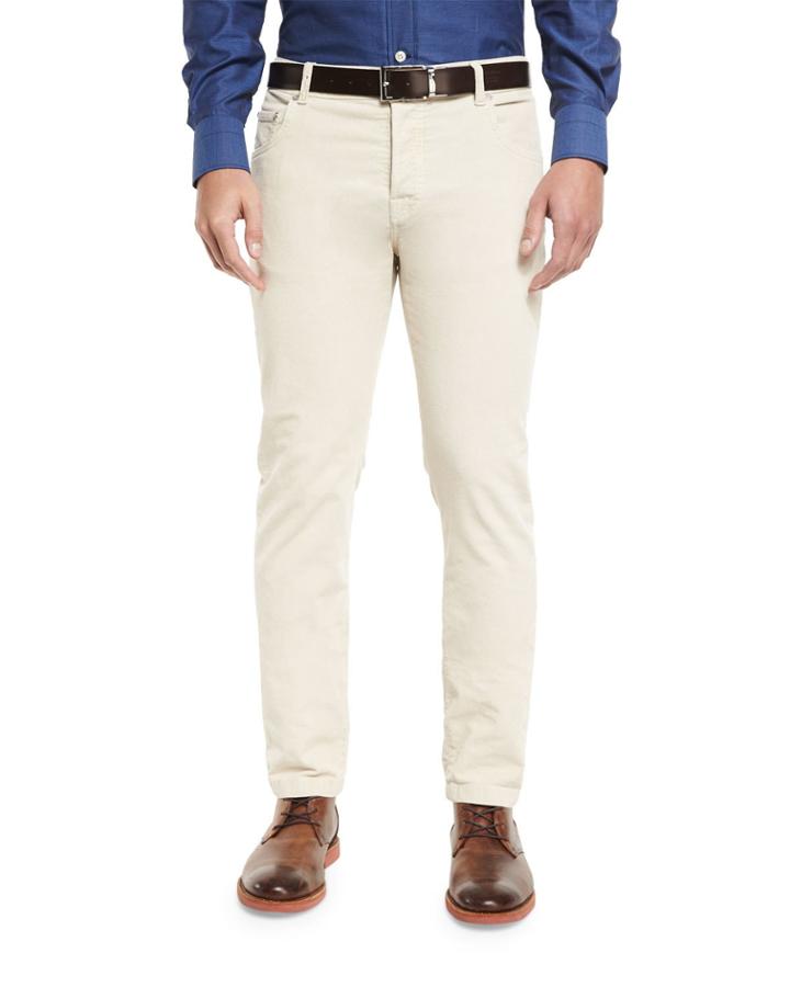 Washed Corduroy Five-pocket Pants, Winter White