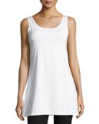 Long Scoop-neck Tank, White