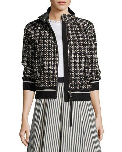 Fiadone 3/4-sleeve Boxy Textured Jacket, Black