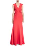 Crepe Gown W/ Ruched Details