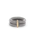 Kai Double-row Spring Coil Cable Bracelet W/ Pave Diamonds, Gray