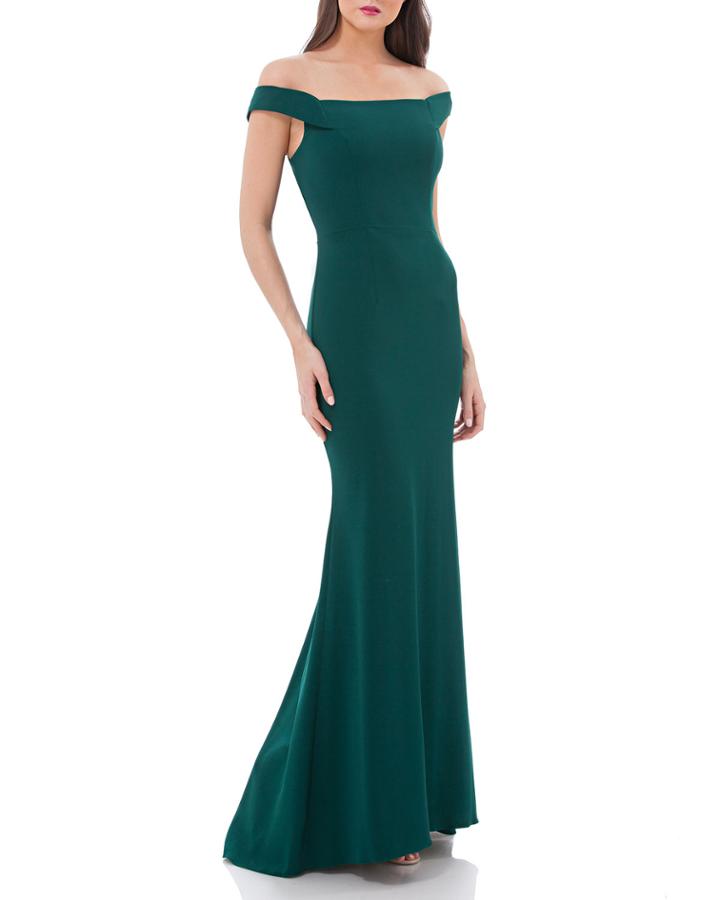 Off-the-shoulder Crepe Gown