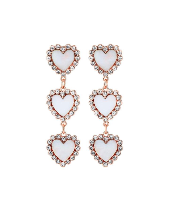 3-heart Linear Drop Earrings