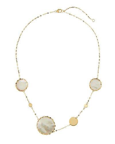 14k Short Blanca Gypsy Mother-of-pearl Station Necklace