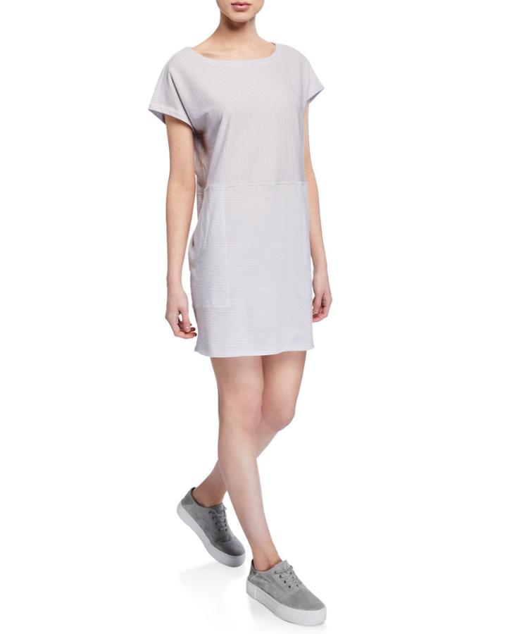 Petite Ministripe Tunic Dress With Pockets
